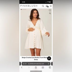 Pink blush Beige Crochet Lace Button Front Maternity Dress